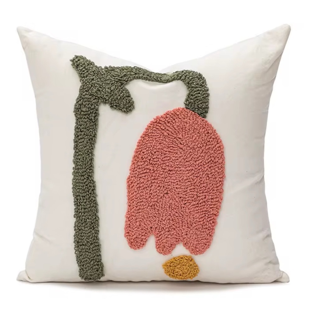 Abstract Floral Embroidered Textile Art Boho Set of Pillow Cases